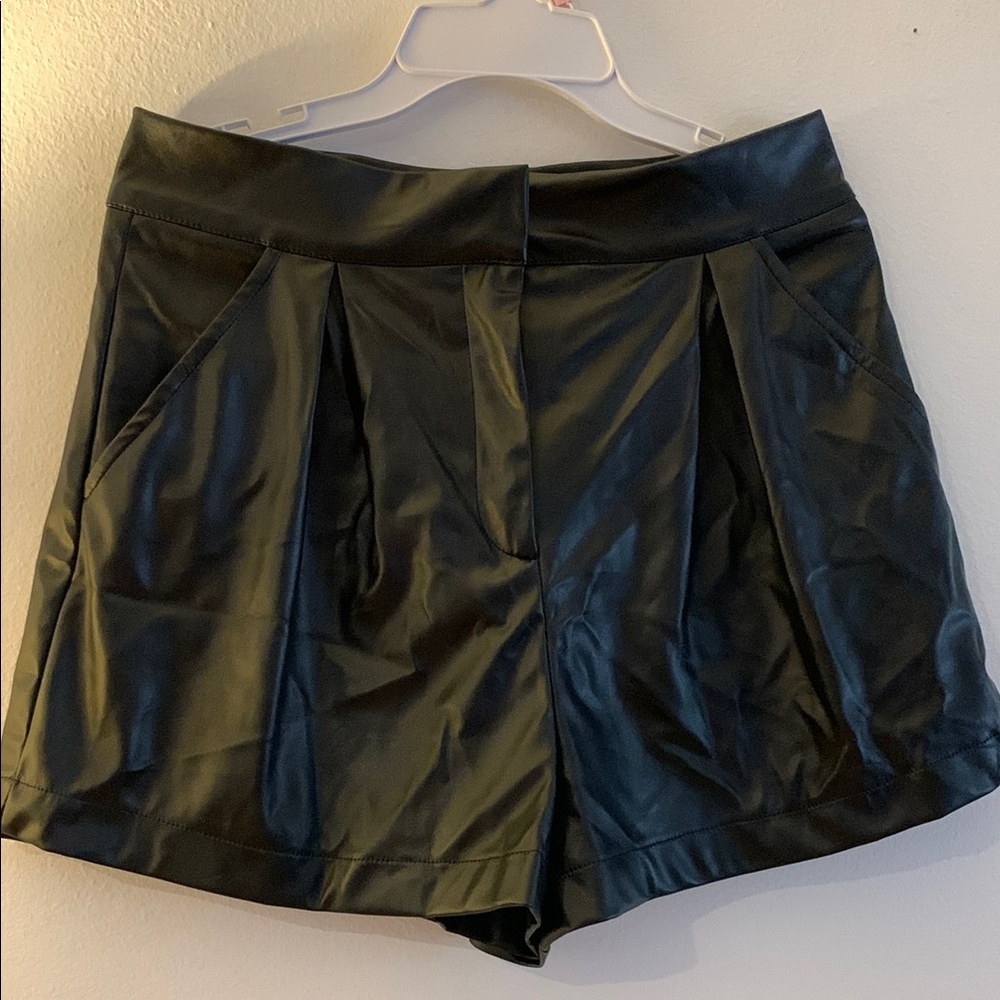 ASOS High Waist Black Pleated Shorts - Not real leather - Preloved